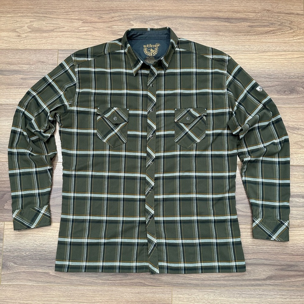 Kuhl Pearl Snap Flannel in Green Plaid - Size XXL